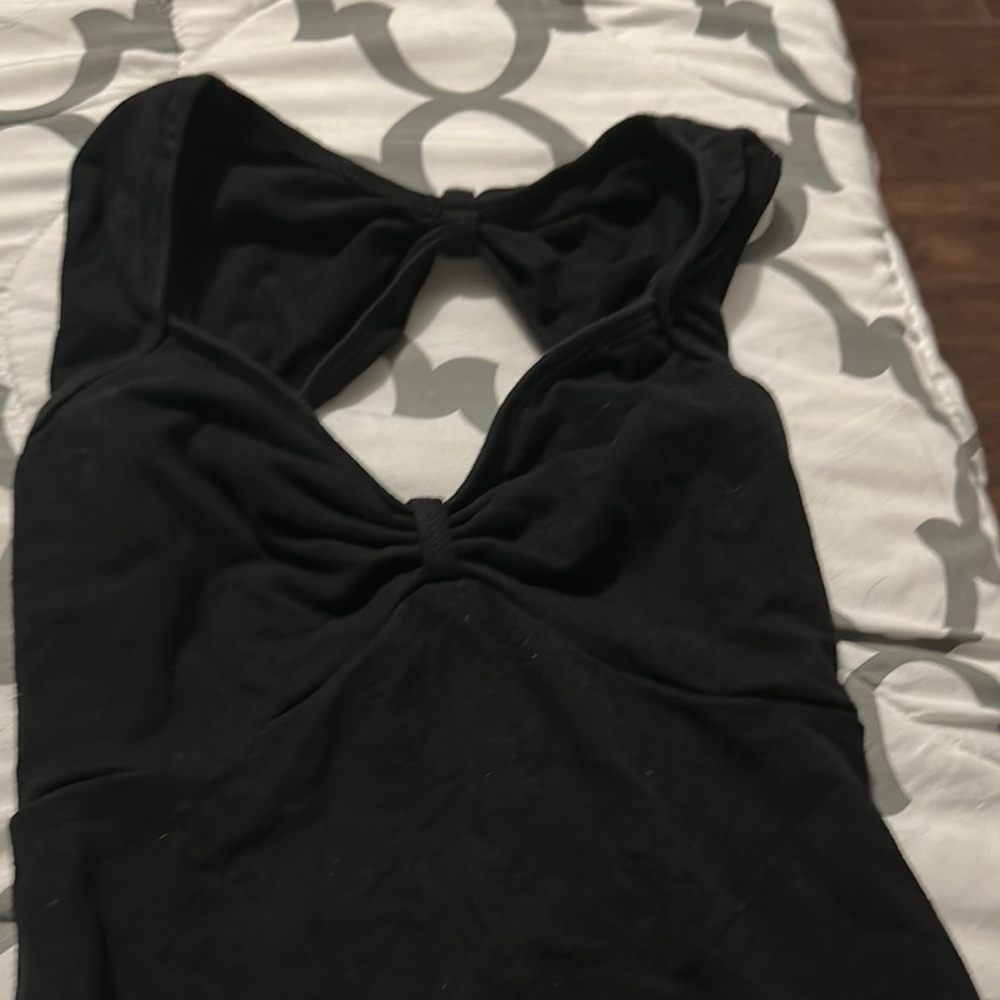 Black Sleeveless Top with Bow Detail